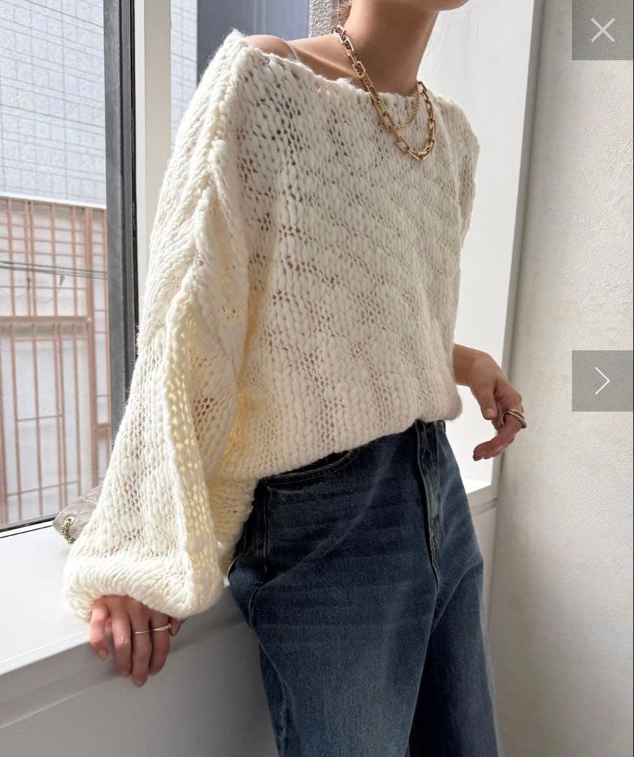 【美品】 DouDou ローゲージニット ホワイト