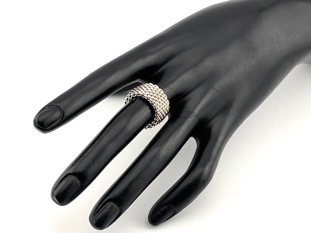 c921 オールド　ティファニー　サマセット　メッシュ　リング　925 約9号