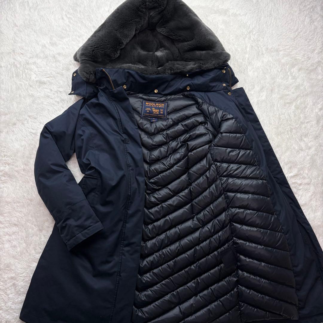ウールリッチ ボウブリッジ 3WAY ダウンコート ラビットファー ネイビー 紺