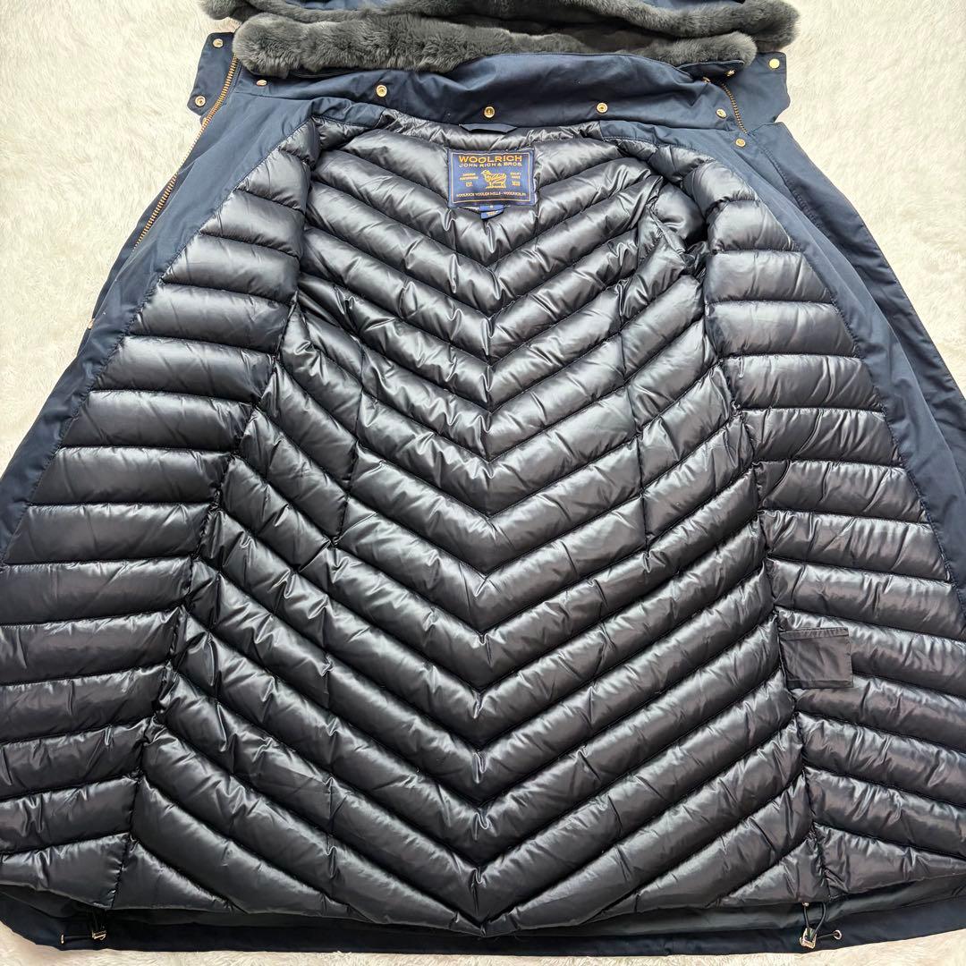 ウールリッチ ボウブリッジ 3WAY ダウンコート ラビットファー ネイビー 紺