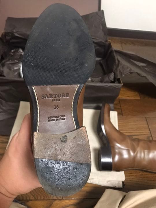 【値下げ】SARTORE サルトル ロングブーツ　レザー　キャメル　36