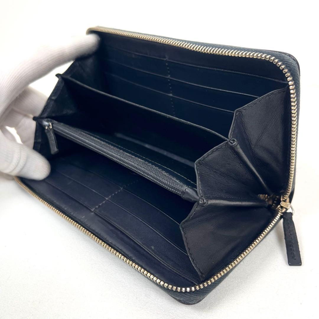 グッチ　長財布　シェリーライン　ラウンドファスナー　本革　ロゴGG 極美品