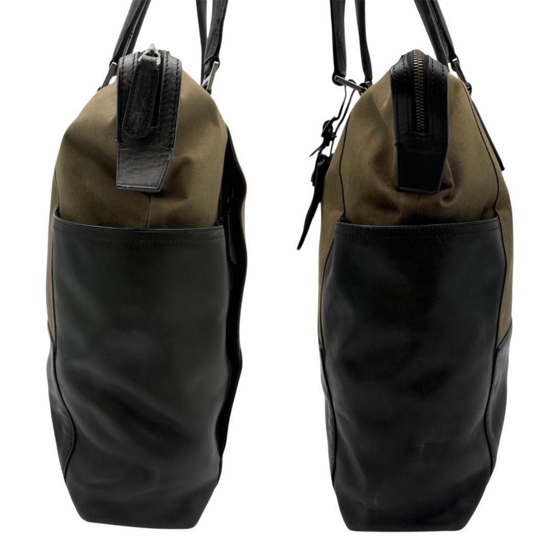 希少 TUMI トートバッグ ビジネスバッグ キャンバス　レザー　カーキ　大容量