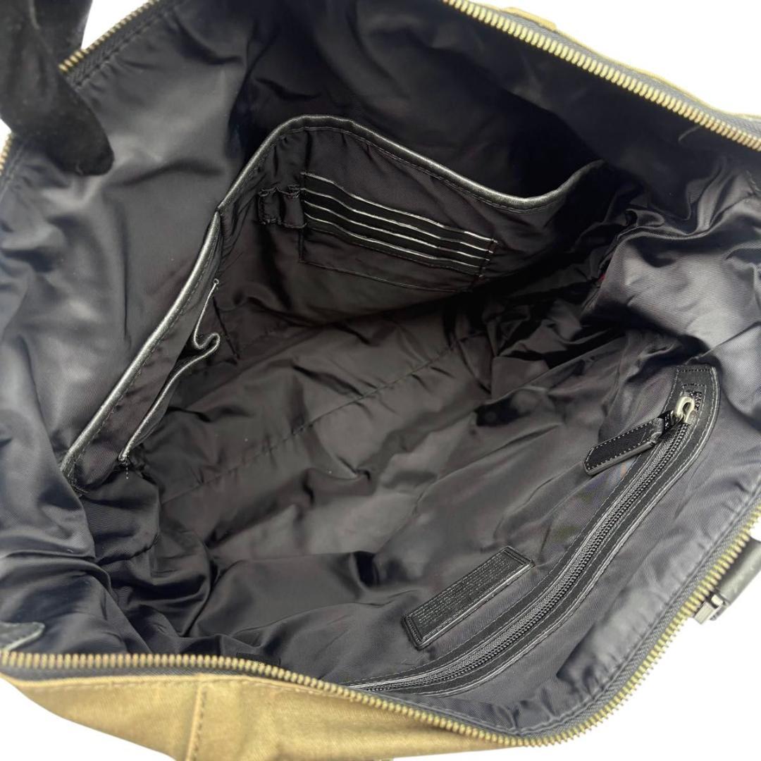 希少 TUMI トートバッグ ビジネスバッグ キャンバス　レザー　カーキ　大容量
