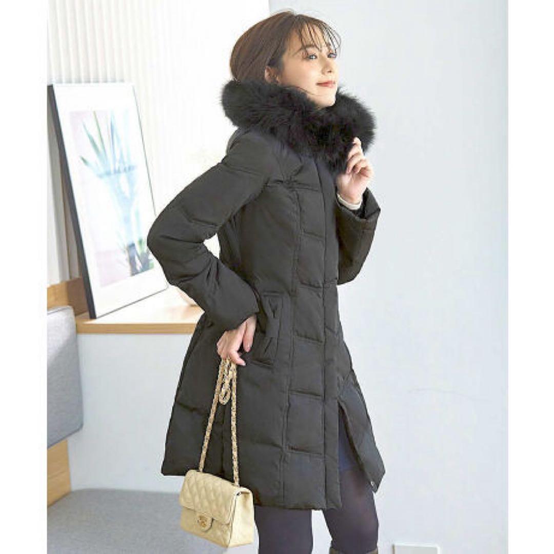 美品 大きいサイズ ルイルエブティック フォックスファー リボン ダウンコート