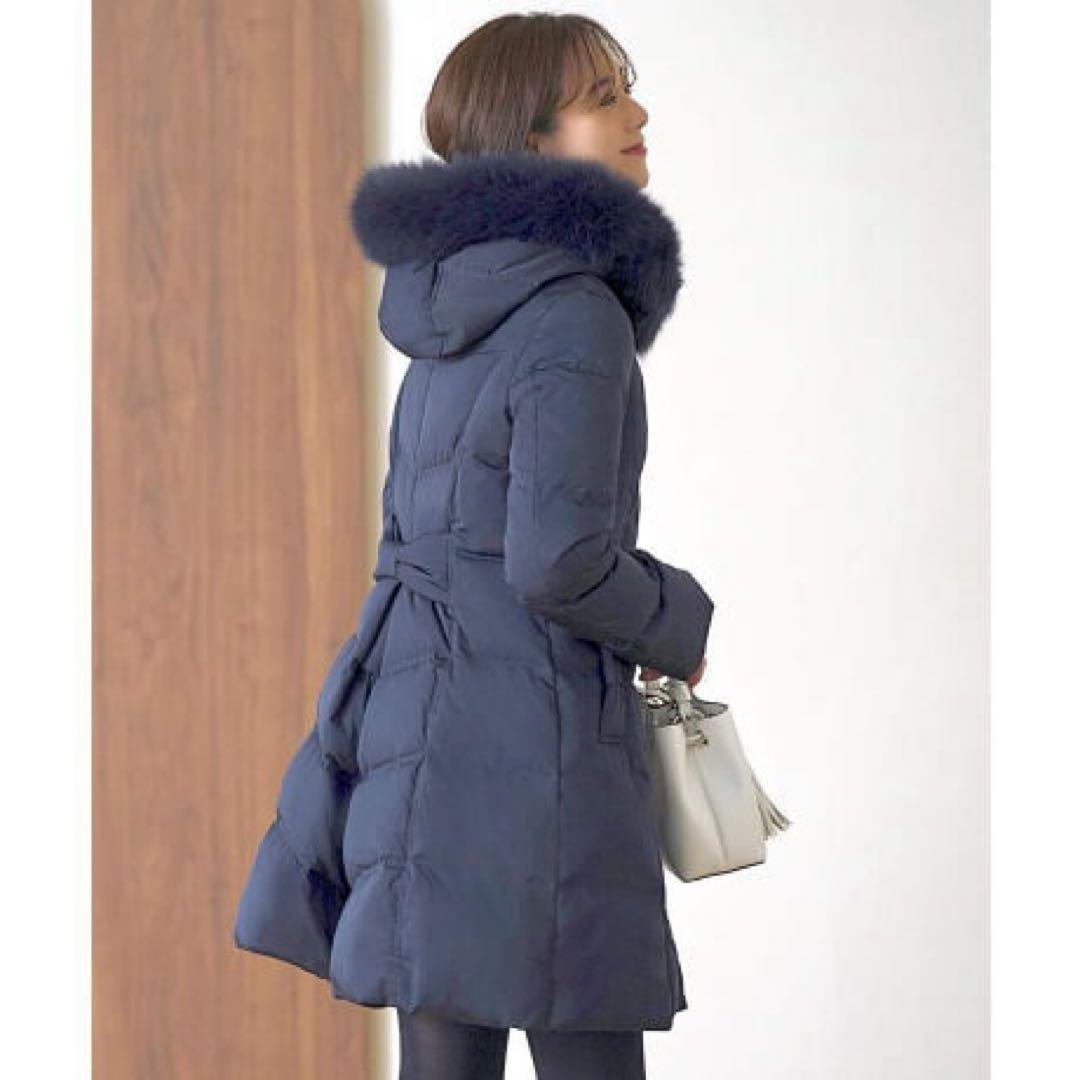美品 大きいサイズ ルイルエブティック フォックスファー リボン ダウンコート