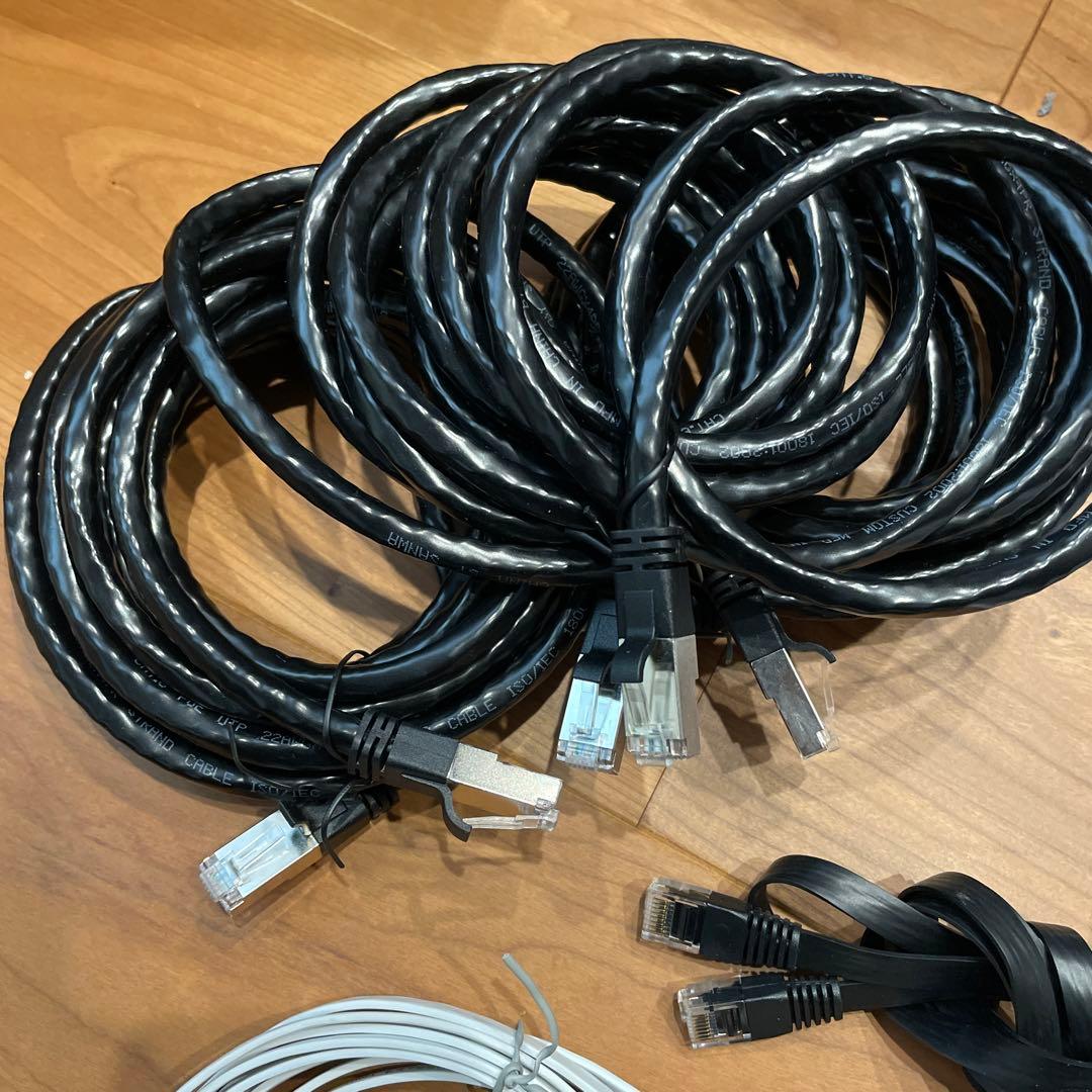 LANケーブル 黒と白 15本まとめ売りセット cat.6,6A,7