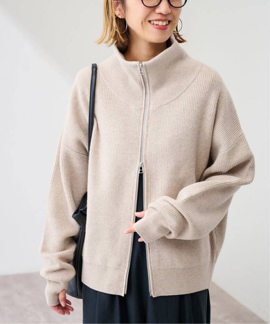 にゃーこFRAMeWORK ドライバーズニット ベージュ