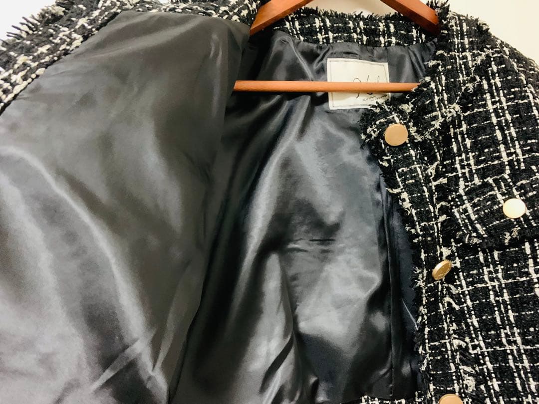 ぽ*ん様 noelaツイード マキシドレス ブラック