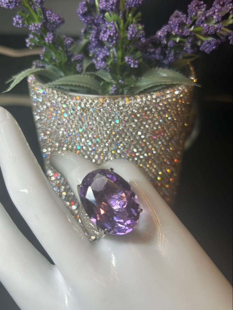 コ*ン様 天然石アメシスト特大リング13号限定サイズ