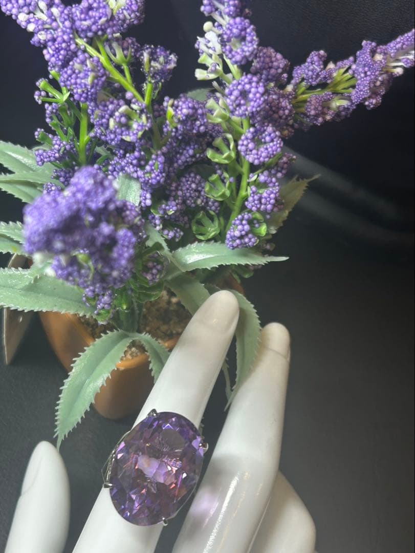 コ*ン様 天然石アメシスト特大リング13号限定サイズ