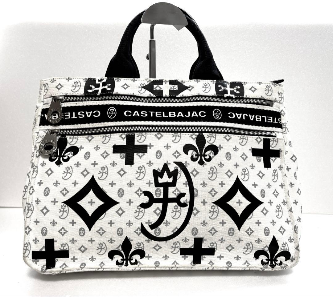美品CASTELBAJAC ロゴプリント ドライビングトートバッグ