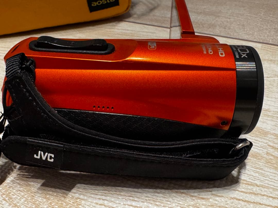 JVC Everio R オレンジ 本体・バック ・広角レンズ・浮輪付ストラップ