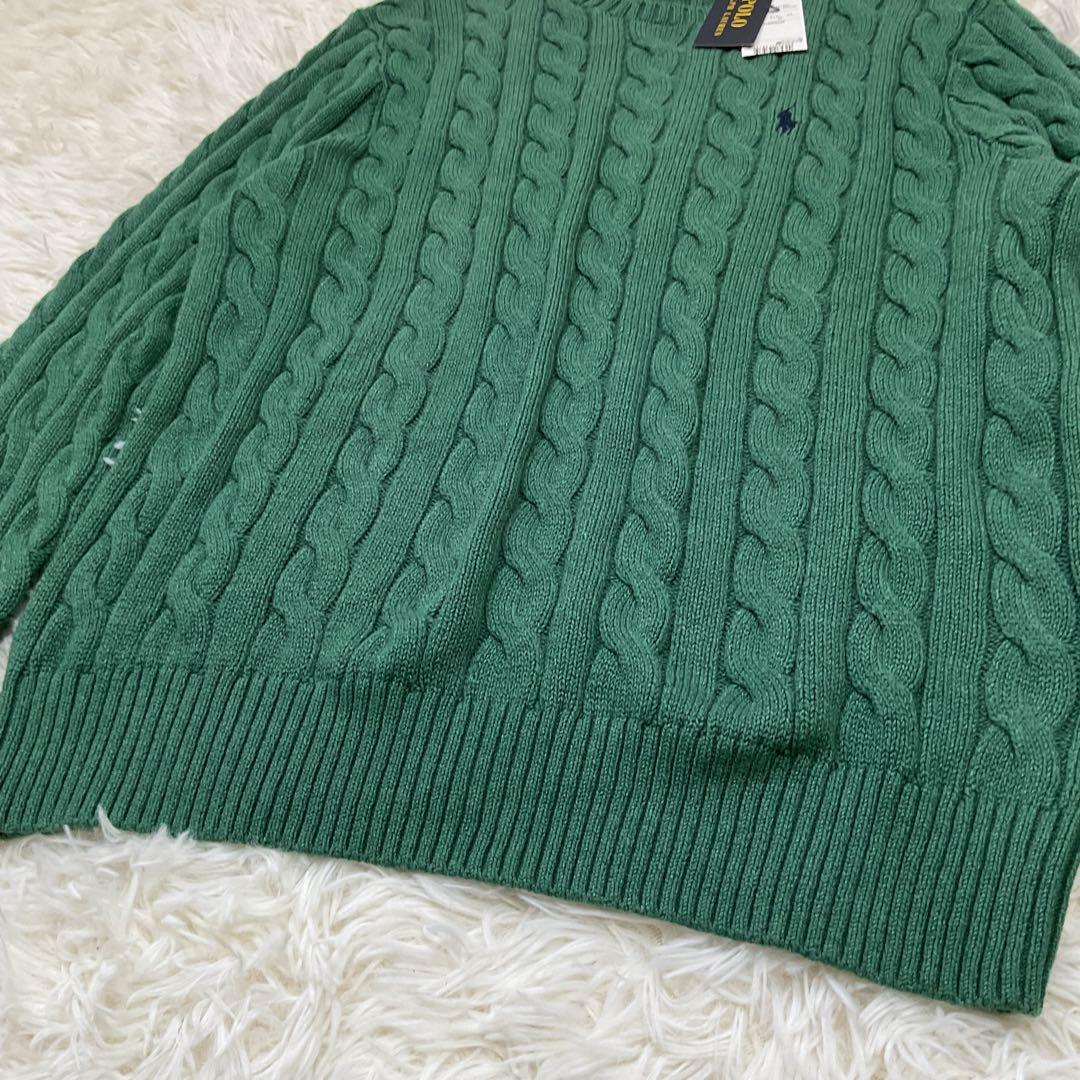 新品未使用♪POLORALPHLAUREN クルーネックケーブルニット グリーン