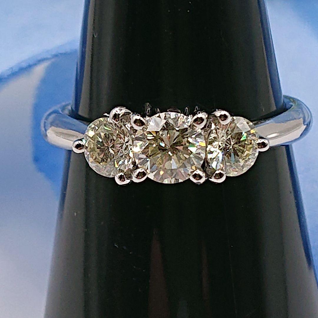 1カラットUP 3粒 天然ダイヤモンドリング プラチナ900 Pt900