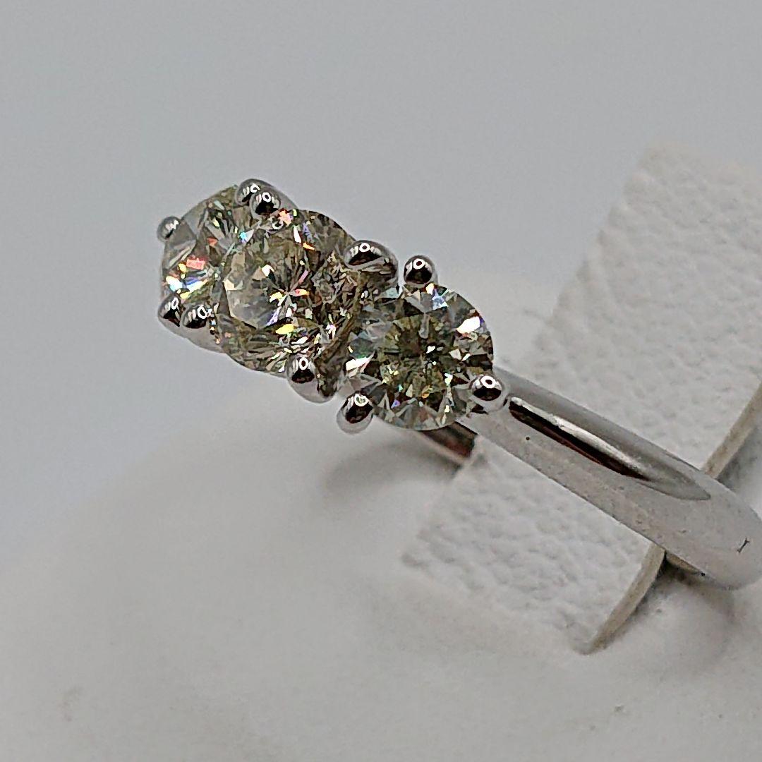 1カラットUP 3粒 天然ダイヤモンドリング プラチナ900 Pt900