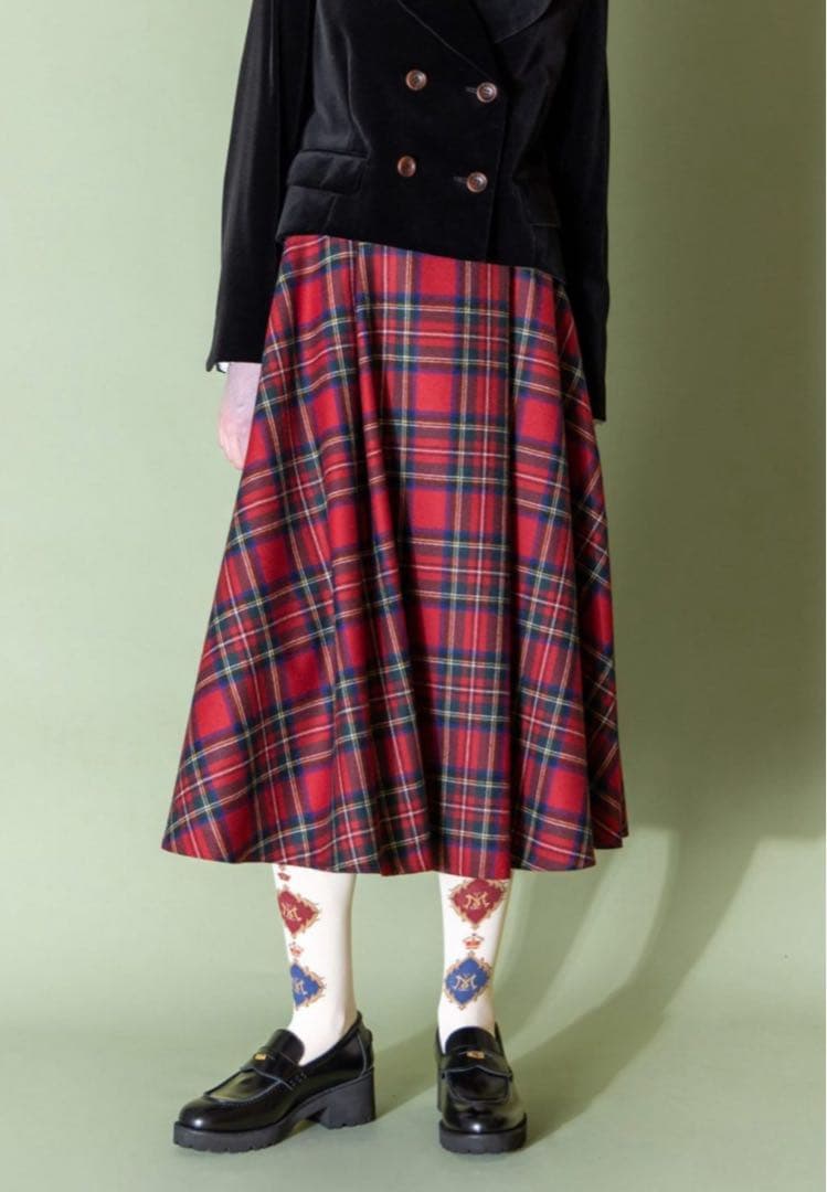 スカート Tartan check tuck flare skirt