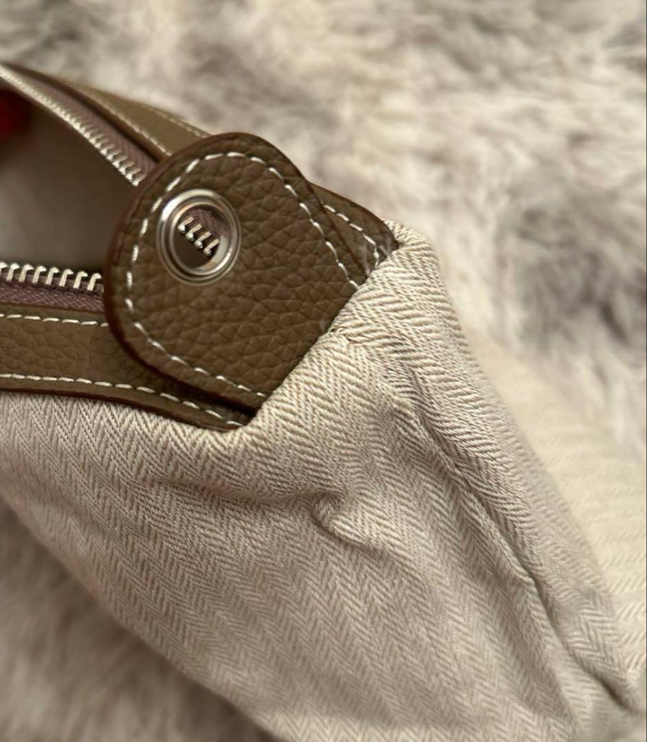 【美品】HERMES ポーチ レザー キャンバス