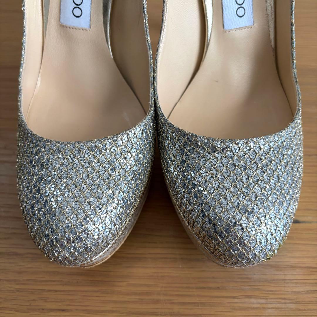 【美品】ジミーチュウ ELLIS 120 シャンパンゴールド 36.5