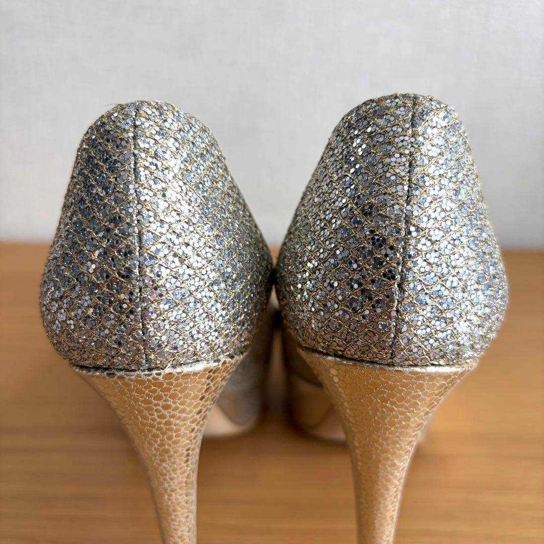 【美品】ジミーチュウ ELLIS 120 シャンパンゴールド 36.5