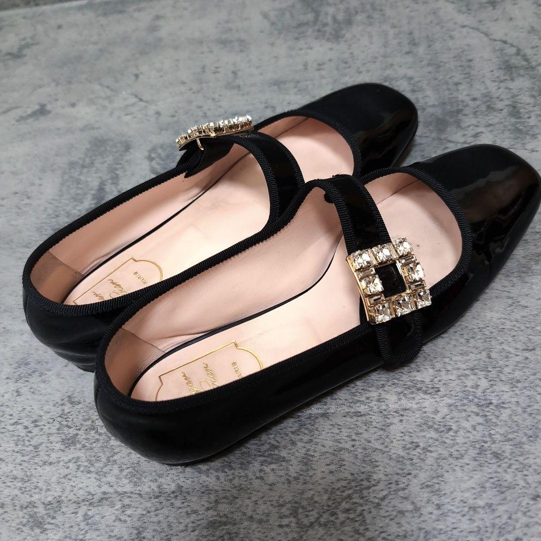 ロジェヴィヴィエ ブロッシュヴィヴィエ ビジュー パンプス 黒 39.5 箱付