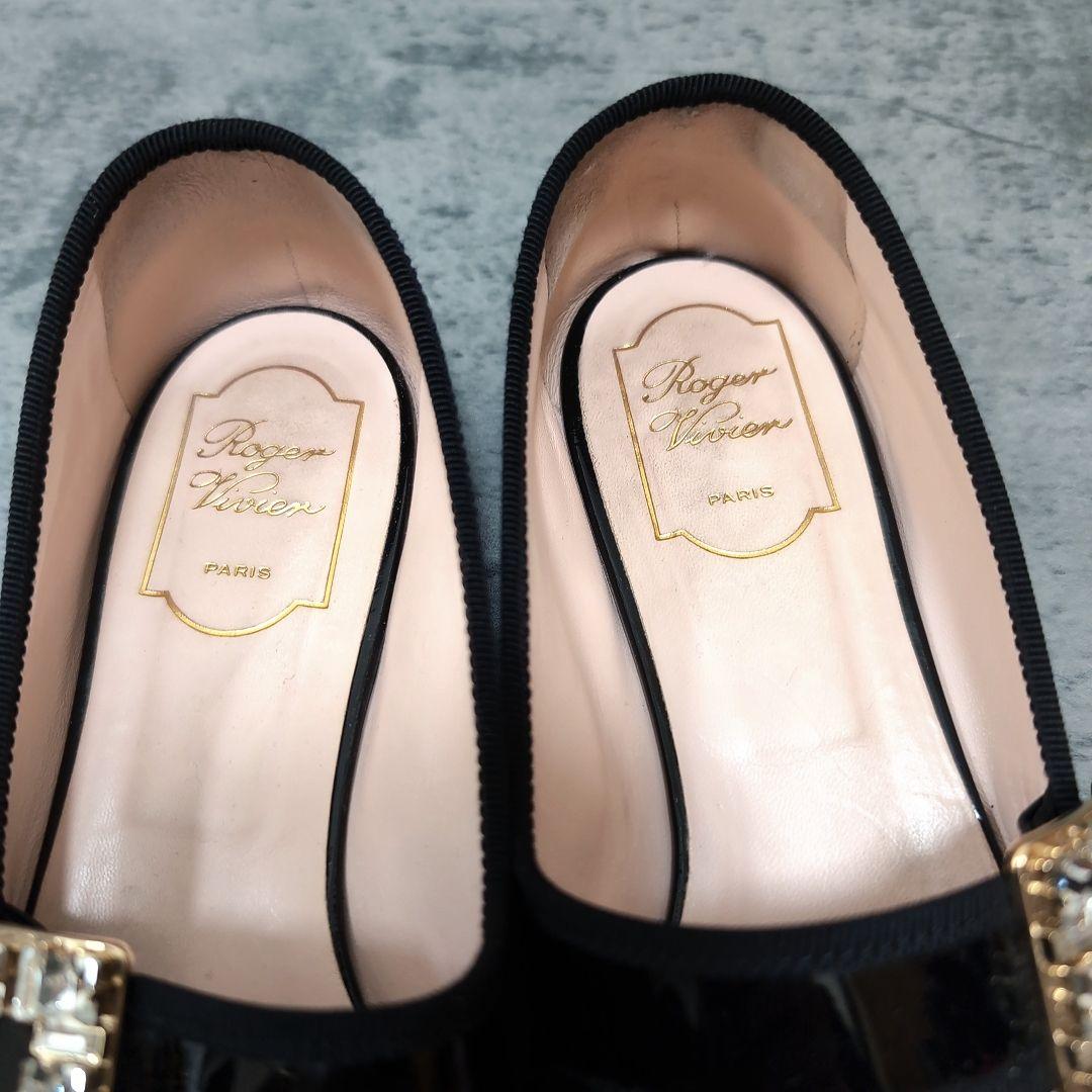 ロジェヴィヴィエ ブロッシュヴィヴィエ ビジュー パンプス 黒 39.5 箱付