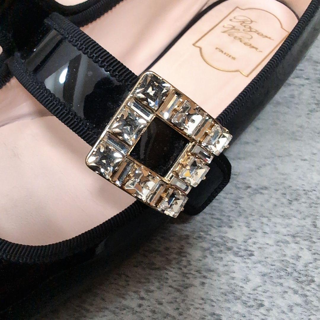 ロジェヴィヴィエ ブロッシュヴィヴィエ ビジュー パンプス 黒 39.5 箱付