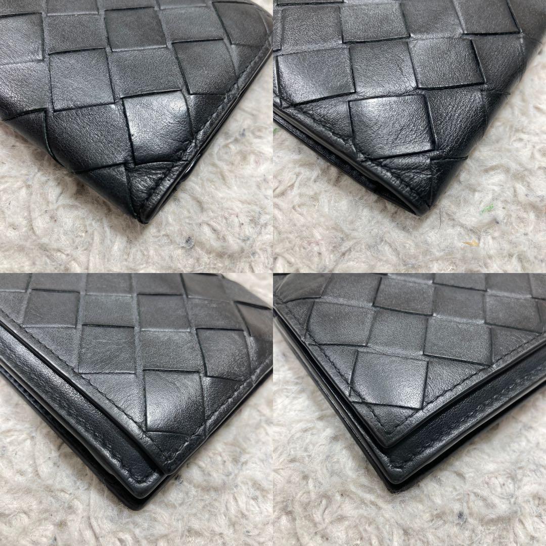 美品 ボッテガヴェネタ　マキシイントレチャート　カードケース　ブラック　レザー