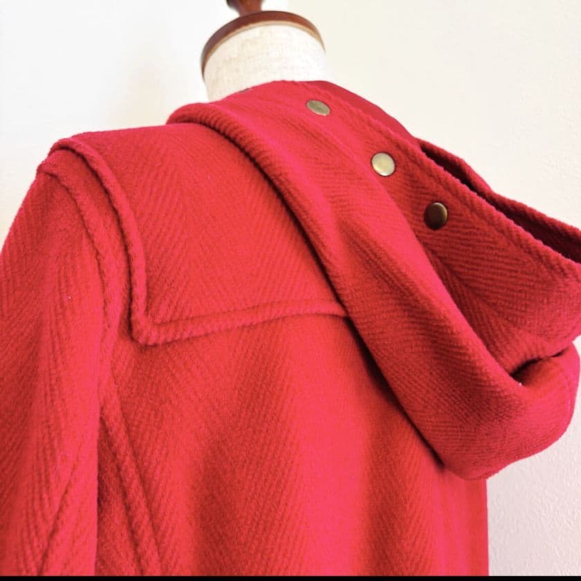 ラルフローレン ダッフルコート フード付き 赤（L）ウール混 防寒