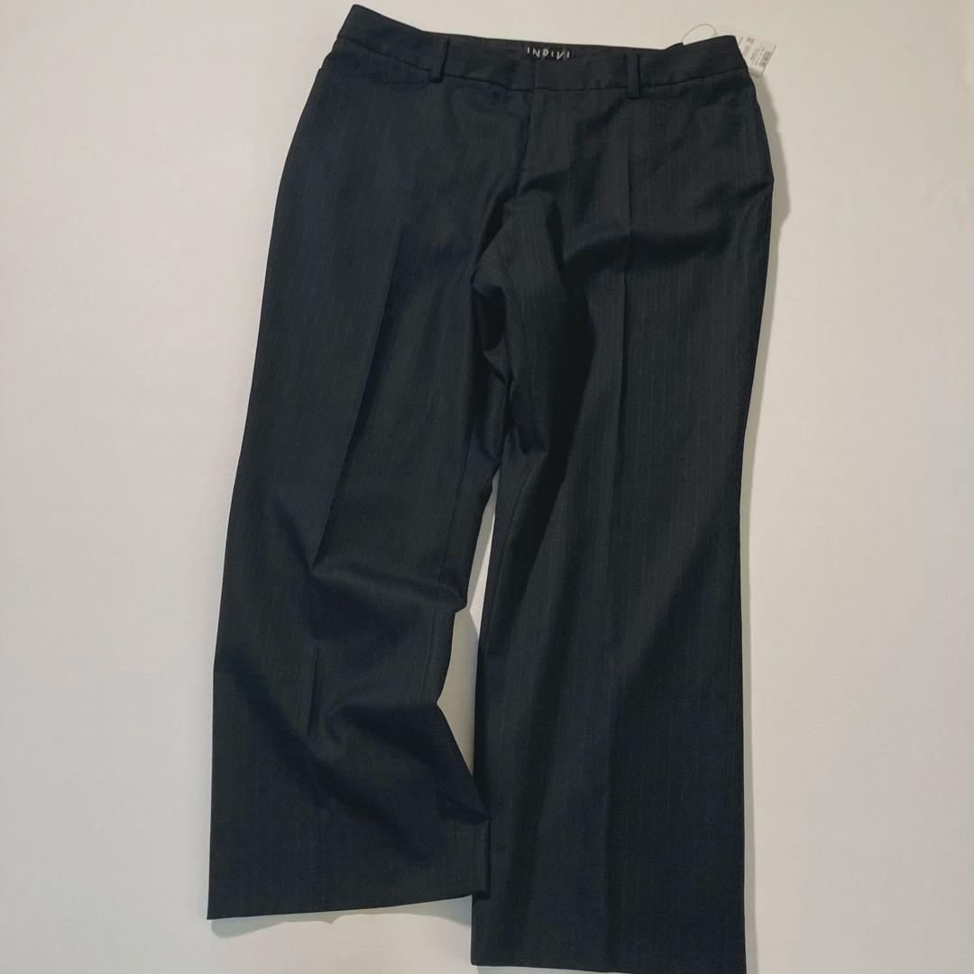 【りみちん】INDIVI　ストライプ スーツ 大きいサイズ 46 黒