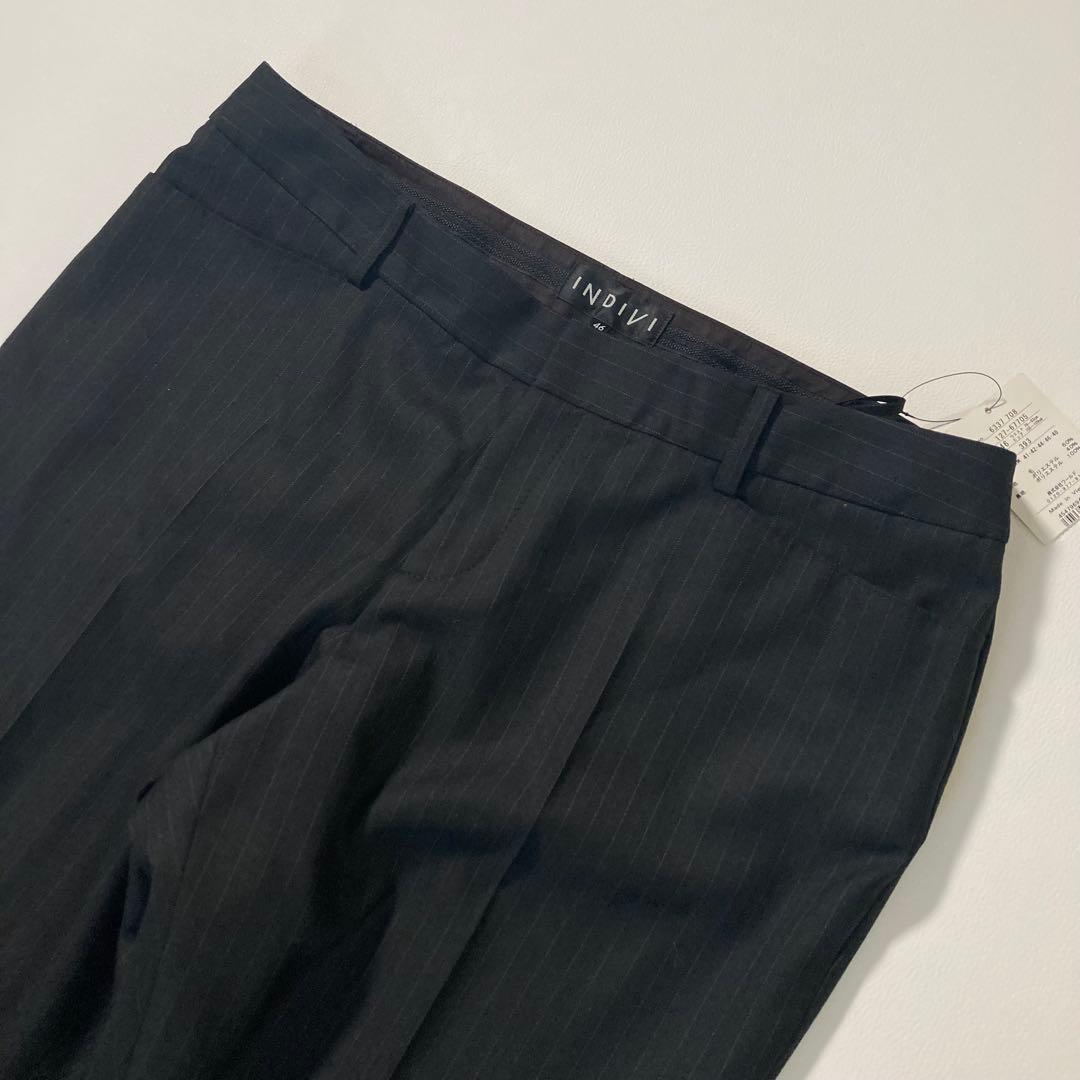 【りみちん】INDIVI　ストライプ スーツ 大きいサイズ 46 黒