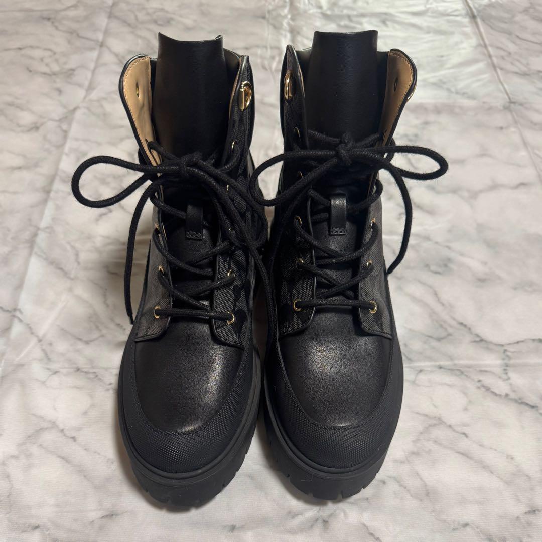 極美品☆COACH レースアップ ブーツ 23.0cm 厚底 ほぼ未使用品