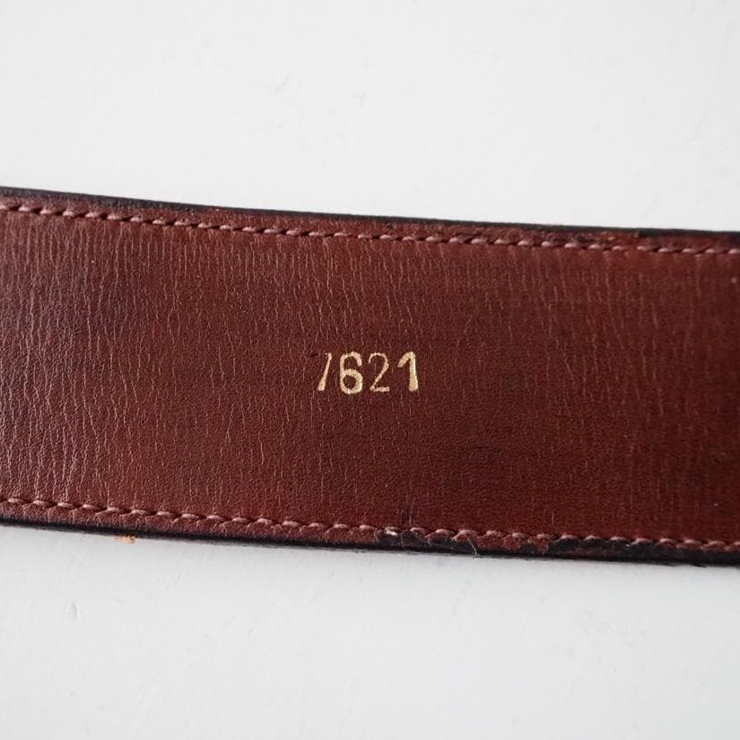 モカ様GUCCI オールドグッチ ホースシュー ピンバックル レザーベルト 85