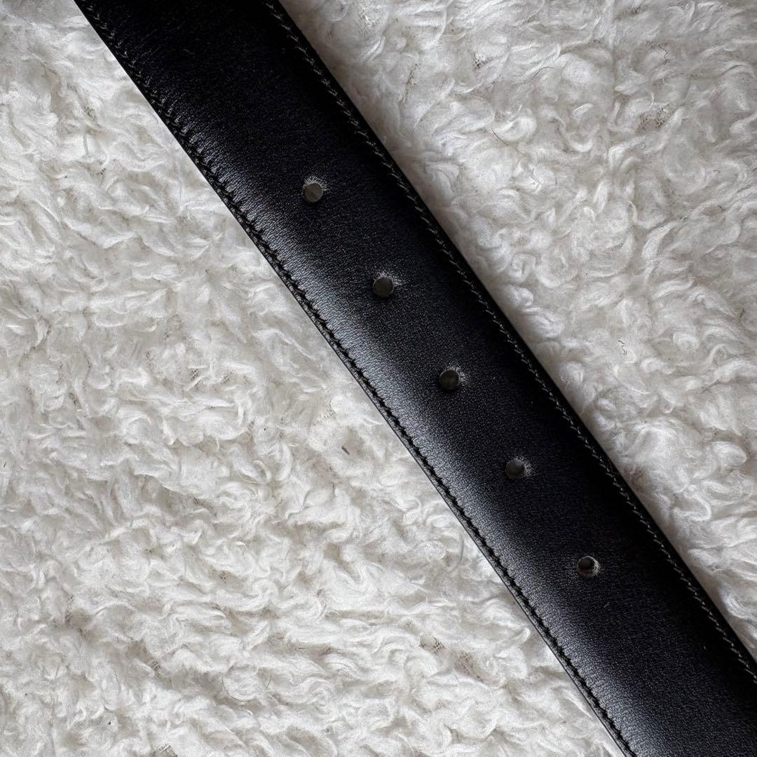 CELINE 黒レザーベルト クラシックカー金具 馬車金具 ゴールド 長さ調節可