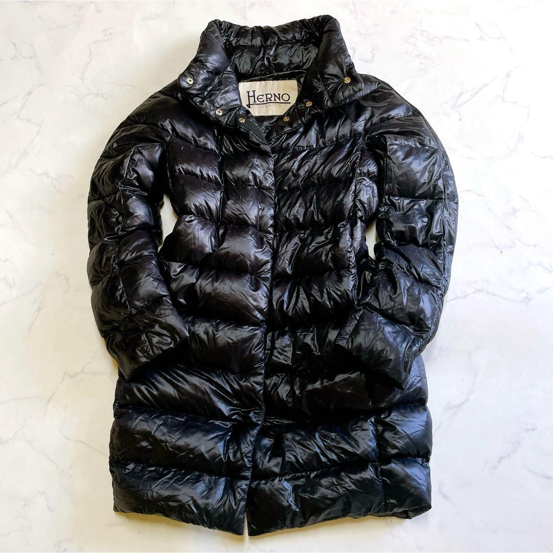 美品 ヘルノ ダウンジャケットコート グースダウン フェザー 40 L