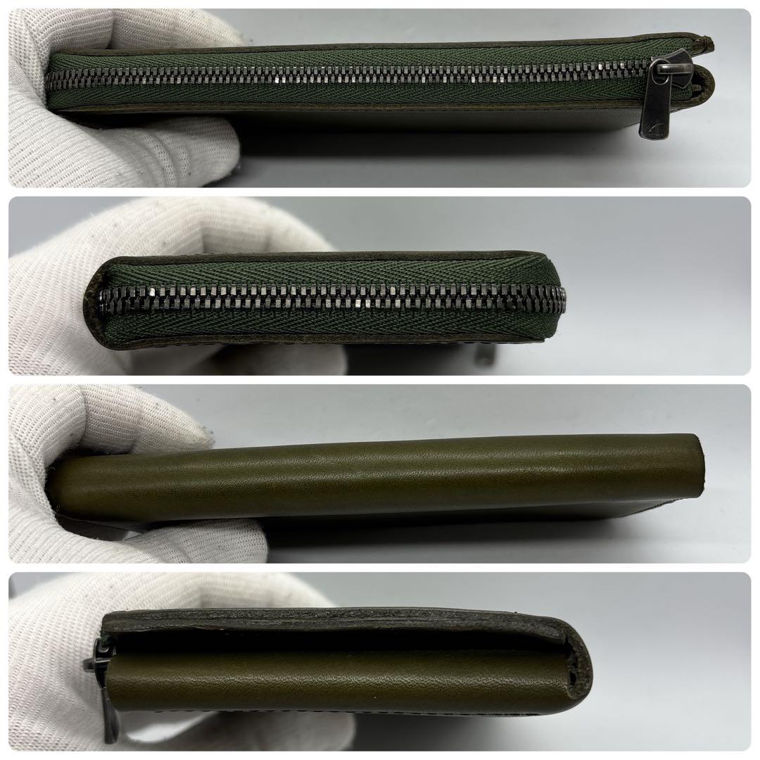 【美品】ステータシー　イルモードジップ　長財布　右利き用　カーキ