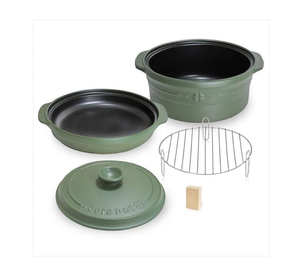 M1304 【未使用】セラポット モスグリーン 26cm 5点セット