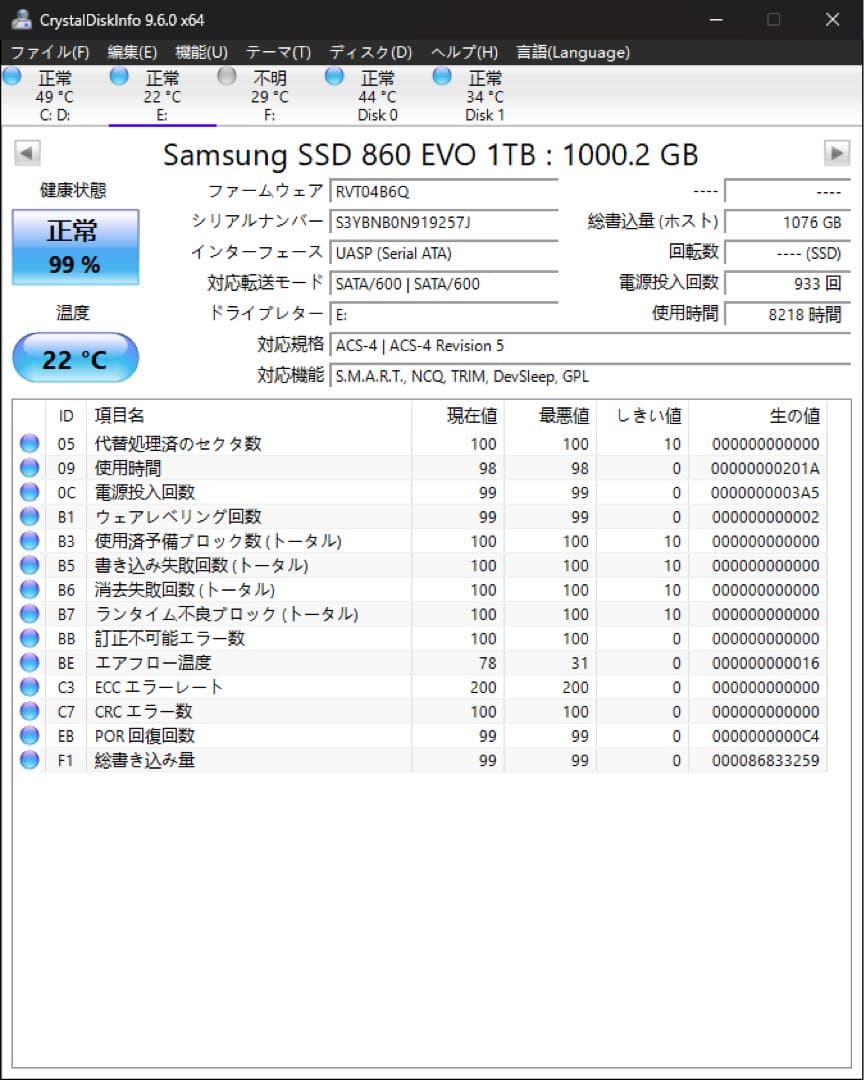 書き込み約1TB Samsung 860 EVO 1TB 内蔵型SSD No.1