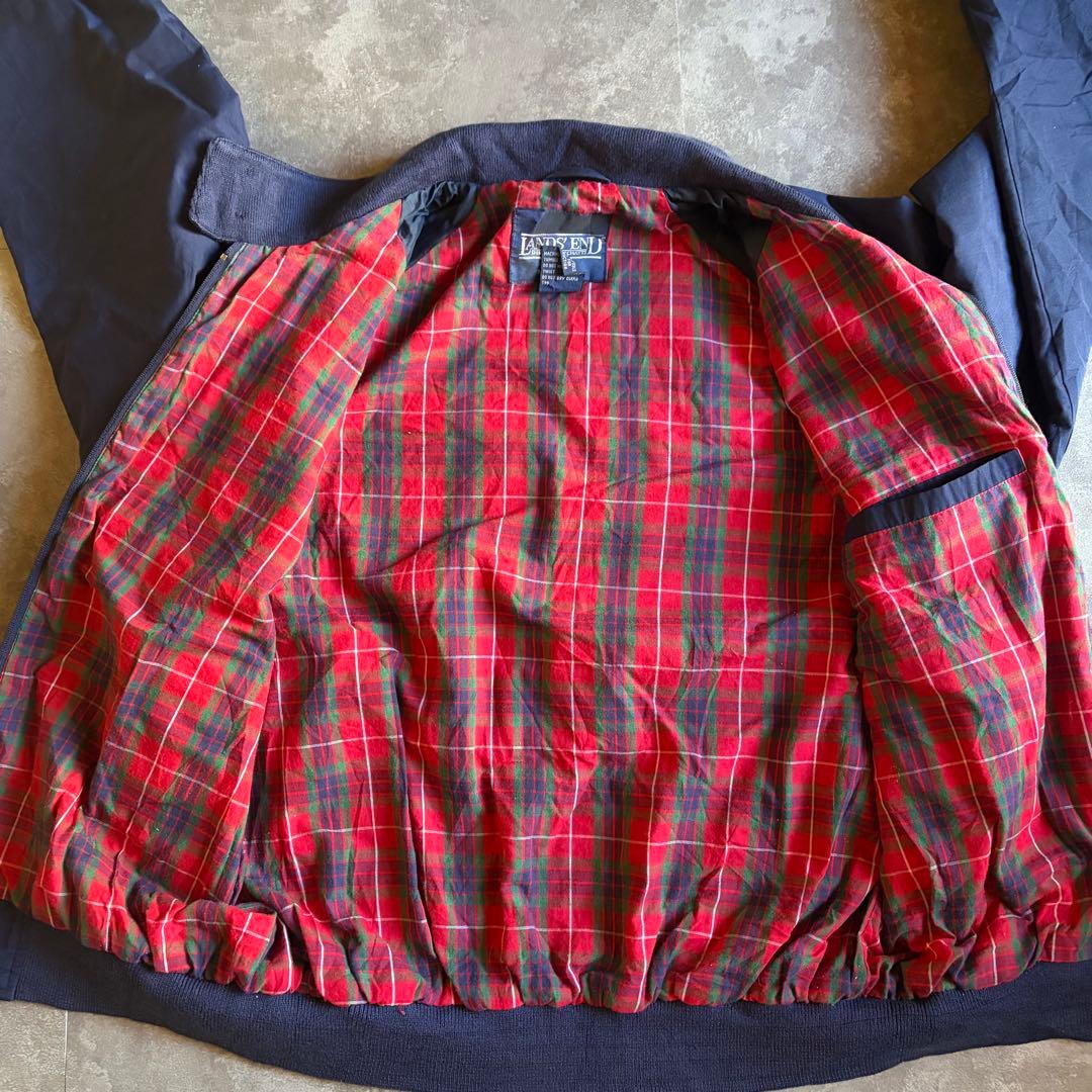 90s ランズエンド スウィングトップ ネイビー L ハリントンジャケット 古着