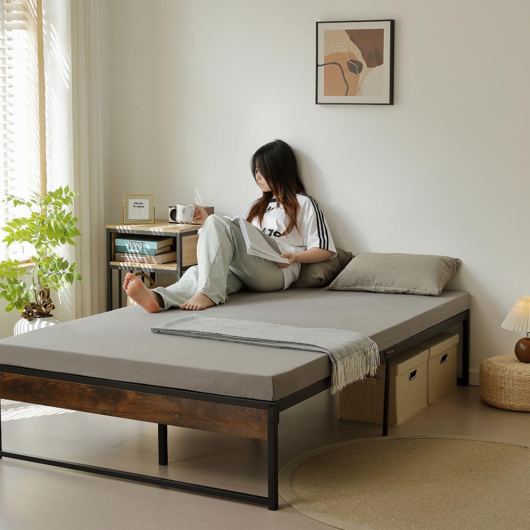 【数量限定】超人気！ベッドフレーム パイプベッド【ダブル D】　BLACK