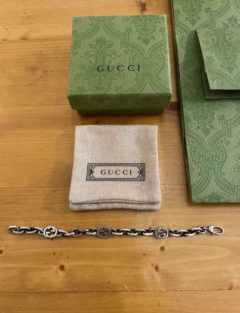 GUCCI グッチ インターロッキング GG シルバーブレスレット16号