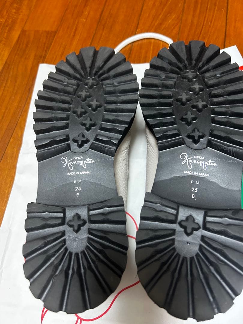 銀座かねまつ ライトグレー レザー ローファー 25cm E