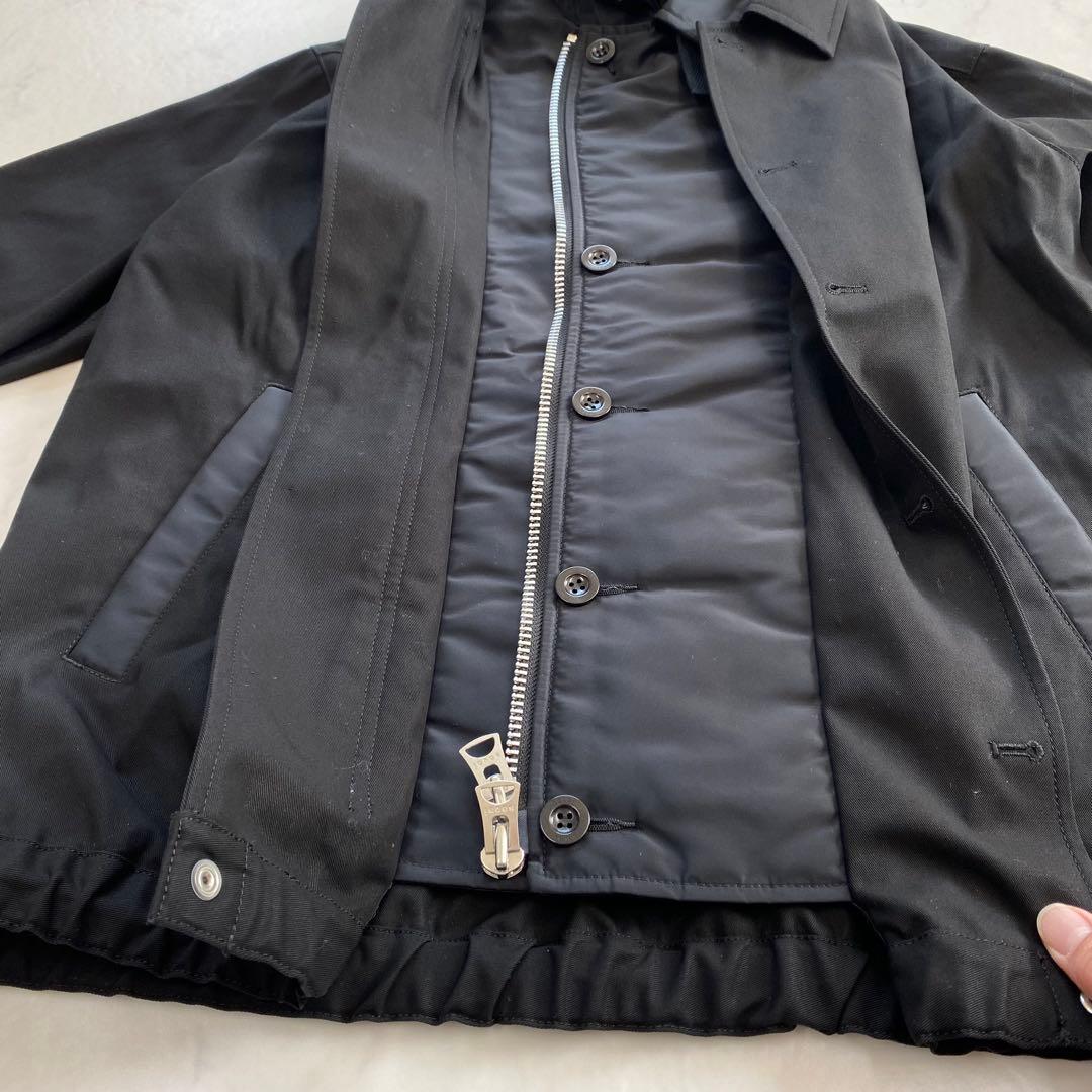 美品★sacai サカイ 25SS コットンツイル ドッキングジャケット 黒 2
