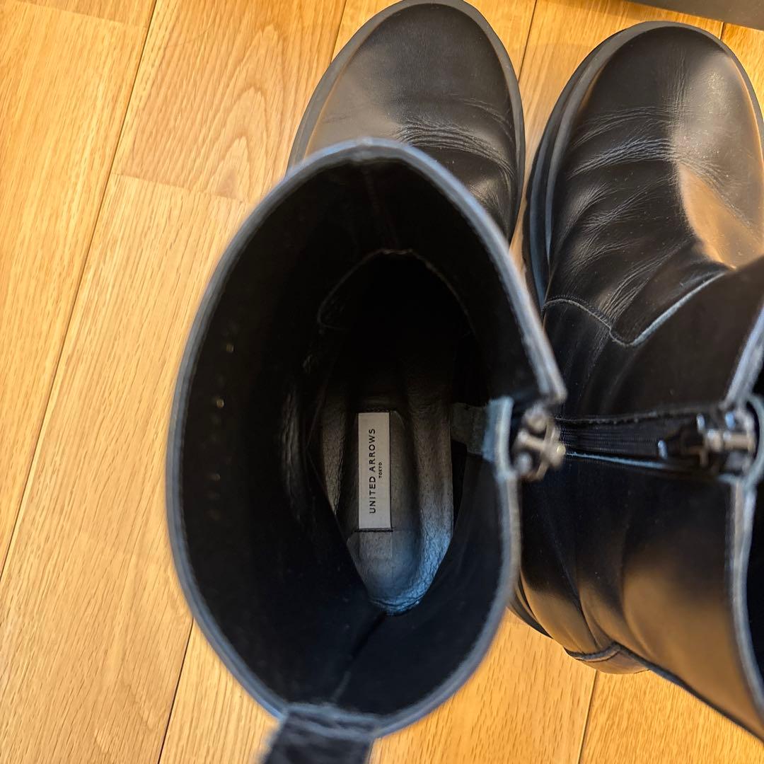UNITED ARROWS ラウンドショートブーツ 38 ブラック 専用箱付き