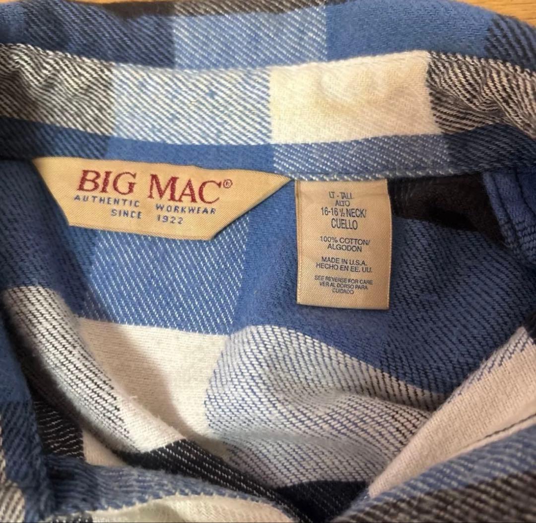 80s BIG MAC ネルシャツ USA製 L ブルー×ブラック