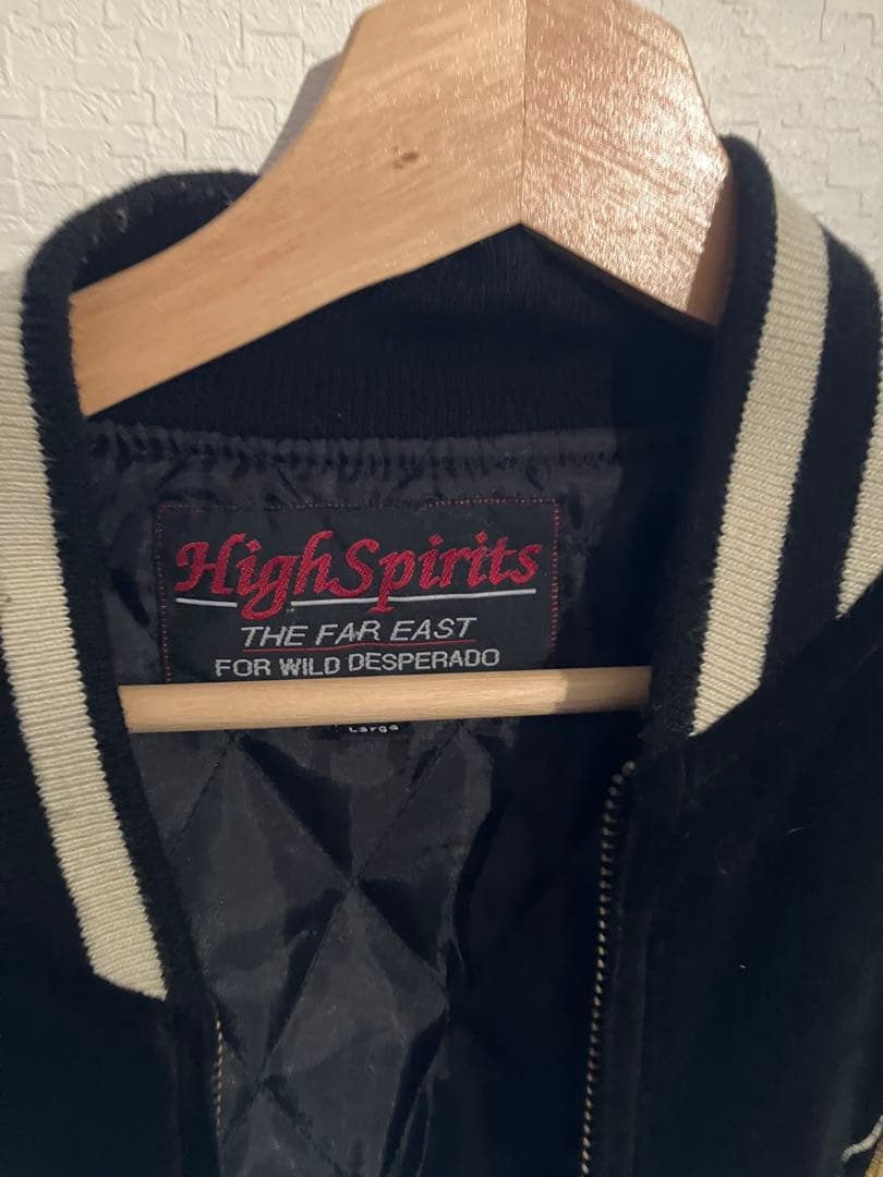 High Spirits スカジャン 黒刺繍　ベロア　Lサイズ