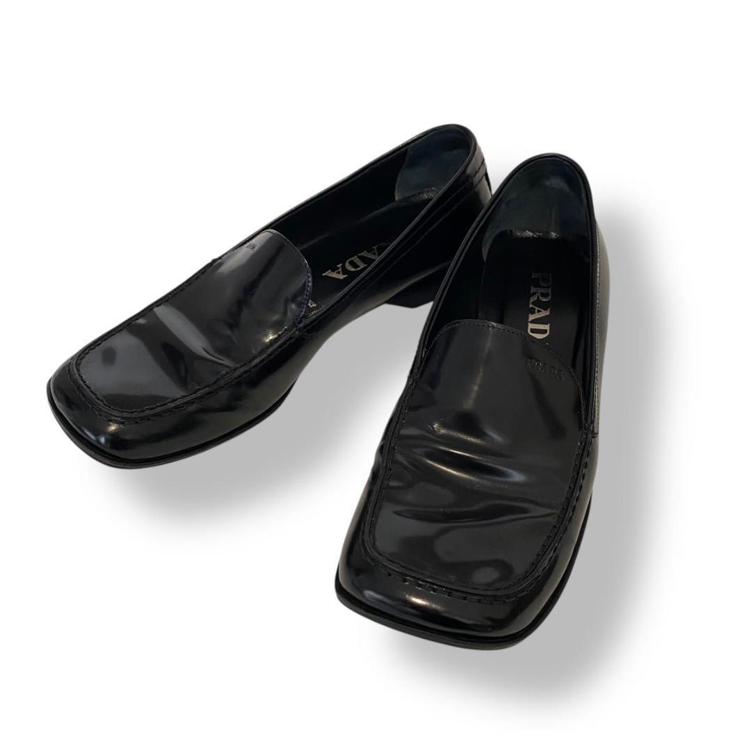 靴 Archive PRADA square toe leather loafers