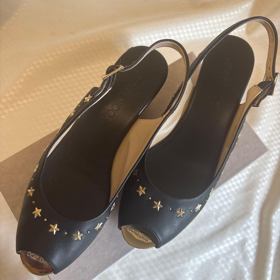 PHS  JIMMY CHOO ブラックオープントゥサンダル