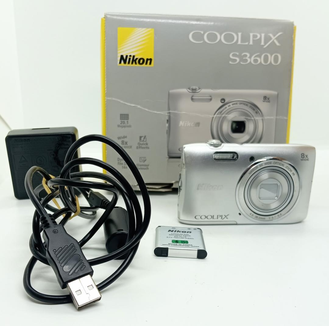 Nikon COOLPIX S3600 デジカメ シルバー 充電器、箱付き
