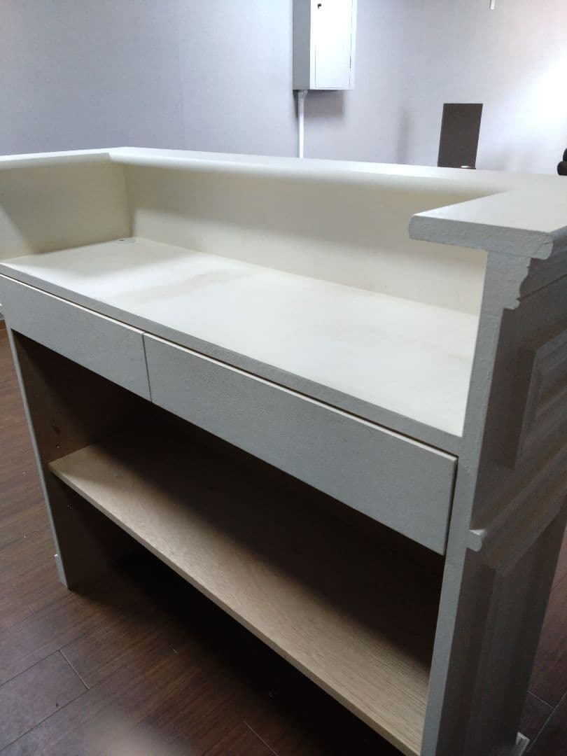 美容室木製店舗カウンター 淡いクリーム色【本日限定最終値下げ】